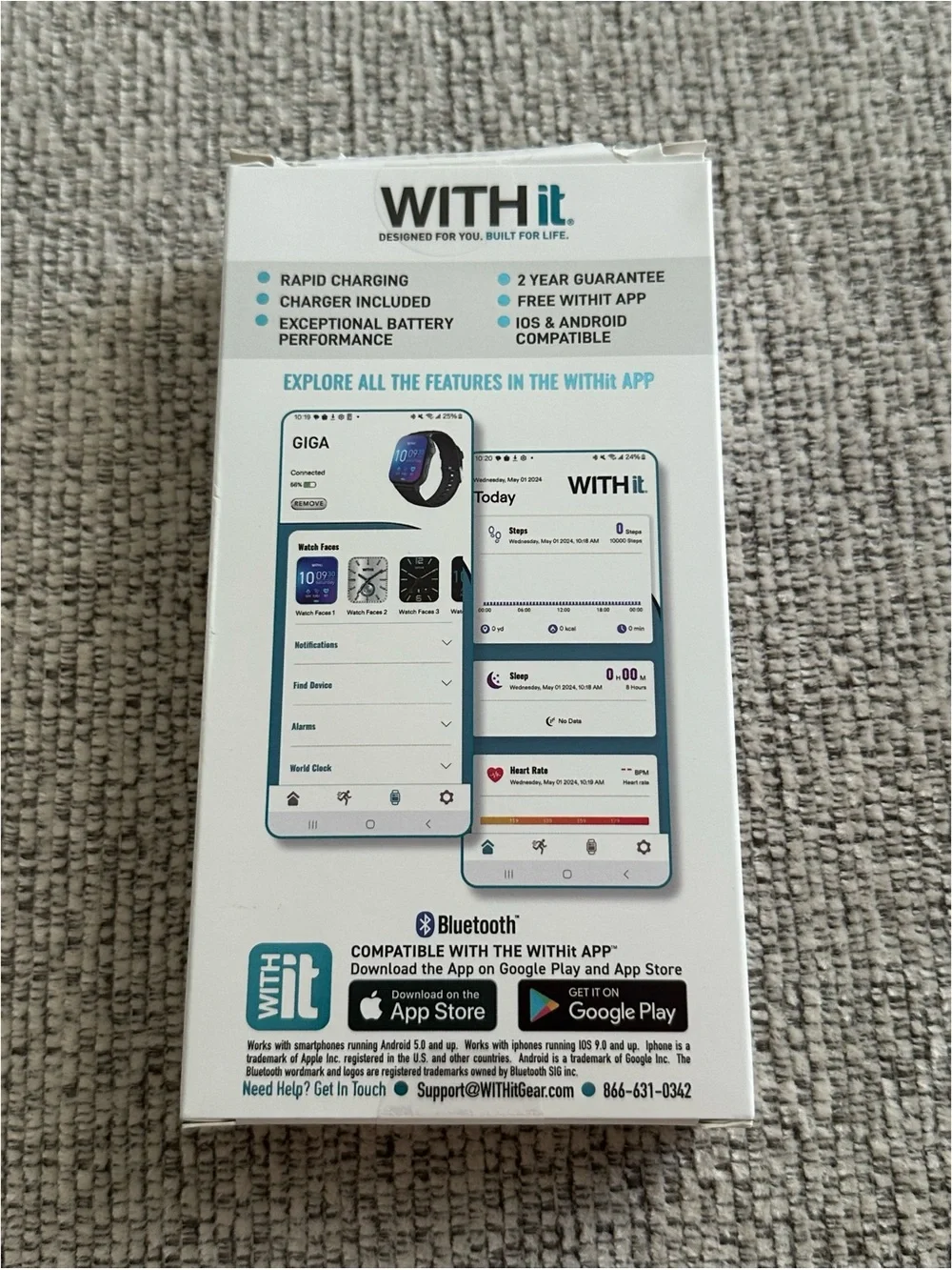 BRAND NEW WITHit Giga Bluetooth Smartwatch (Black) 2.04” AMOLED 48.5mm